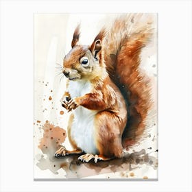 Squirrel Watercolor Painting Canvas Print