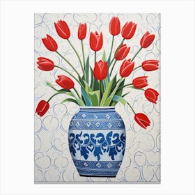 Flowers In A Vase Still Life Painting Tulips 8 Canvas Print