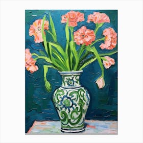 Flowers In A Vase Still Life Painting Carnation 3 Canvas Print