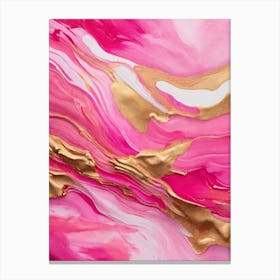 Pink And Gold Abstract Painting Canvas Print