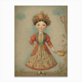 Girl With A Basket Canvas Print