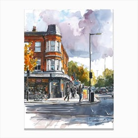 Lewisham London Borough   Street Watercolour 2 Canvas Print