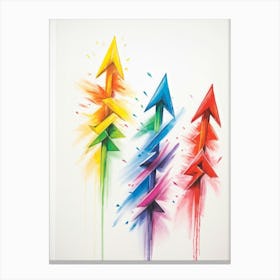 Arrows Composed Of Chalk And Crayon Strokes Floating Whimsically Against A Stark White Background (3) Canvas Print