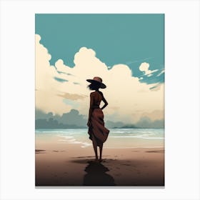 Illustration of an African American woman at the beach 114 Canvas Print