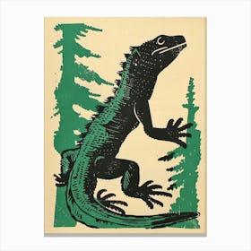Lizard In The Woods Bold Block 2 Canvas Print
