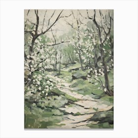 Grenn And White Trees In The Woods Painting 4 Canvas Print