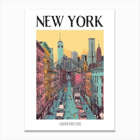 Lower East Side New York Colourful Silkscreen Illustration 1 Poster Canvas Print