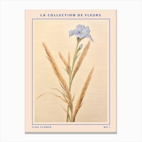 Flax Flower French Flower Botanical Poster Canvas Print