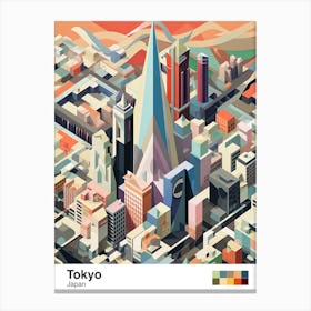 Tokyo, Japan, Geometric Illustration 3 Poster Canvas Print