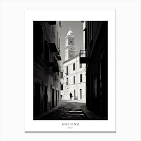 Poster Of Ancona, Italy, Black And White Analogue Photography 3 Canvas Print