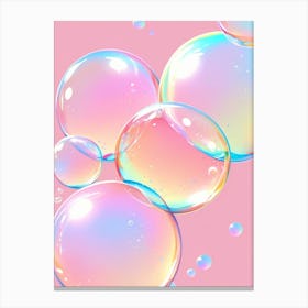 Soap Bubbles On Pink Background Canvas Print