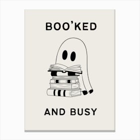 Boo’ked And Busy | Cute Ghost Reading 4 Canvas Print