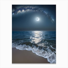 Full Moon Over The Ocean-Reimagined 7 Canvas Print