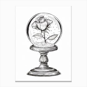 Rose In A Globe Line Drawing 2 Canvas Print
