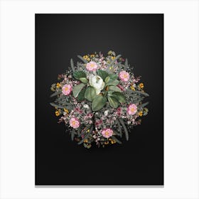 Vintage Magnolia Elegans Flower Wreath on Wrought Iron Black n.1272 Canvas Print