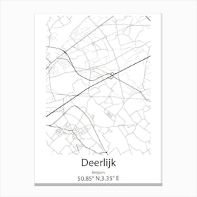 Deerlijk,Belgium Minimalist Map Canvas Print