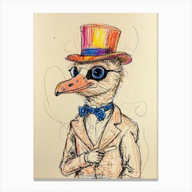 Ostrich In Top Hat 4 Canvas Print