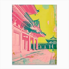 Tokyo Imperial Palace Duotone Silkscreen 2 Canvas Print