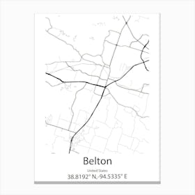 Belton,United States Minimalist Map Canvas Print