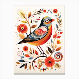 Scandinavian Bird Illustration House Sparrow 1 Canvas Print