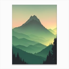 Misty Mountains Vertical Composition In Green Tone 112 Canvas Print