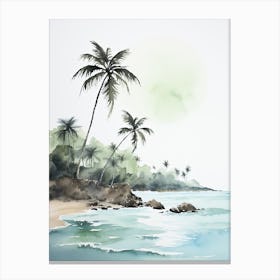 Watercolour Of Punaluu Beach   Hawaii Usa 3 Canvas Print