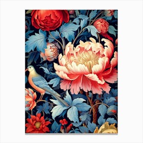 Peonies And Birds 2 Canvas Print