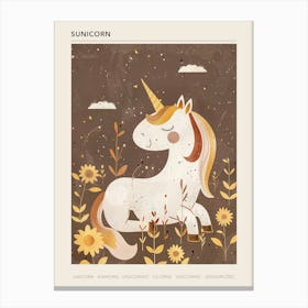 Unicorn In A Sunflower Field Muted Pastels 3 Poster Canvas Print