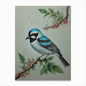 Blue Jay on Branch Painting Canvas Print