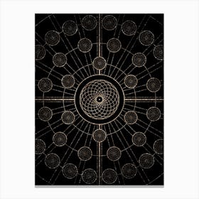 Geometric Glyph Radial Array in Glitter Gold on Black n.0254 Canvas Print