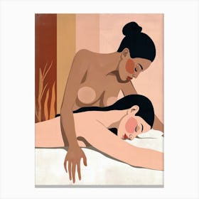 Two Naked Women Having A Massage Canvas Print