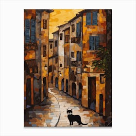 Painting Of Venice With A Cat In The Style Of Gustav Klimt 2 Canvas Print