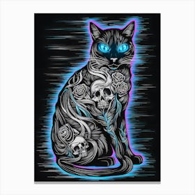 Black Cat With Blue Eyes Canvas Print