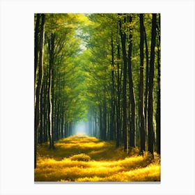 Yellow Road In The Forest 1 Canvas Print