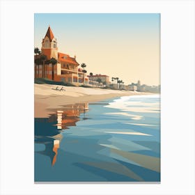 Coronado Beach San Diego California Mediterranean Style Illustration 2 Canvas Print