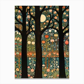 Moonlight In The Forest William Morris 2 Canvas Print