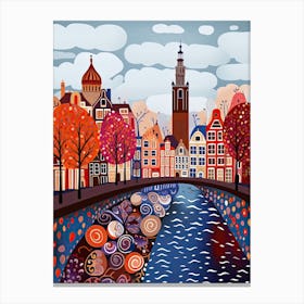 Amsterdam, Illustration In The Style Of Pop Art 3 Canvas Print