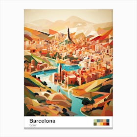 Barcelona, Spain, Geometric Illustration 1 Poster Canvas Print