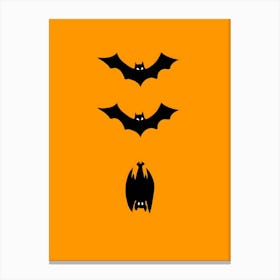 Bats On An Orange Background Canvas Print