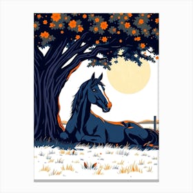 HDark Horse Under A Tree Canvas Print