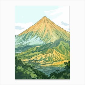 Mount Apo Philippines Color Line Drawing (4) Canvas Print