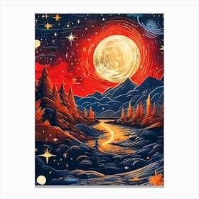 Moonlight Mountains Canvas Print