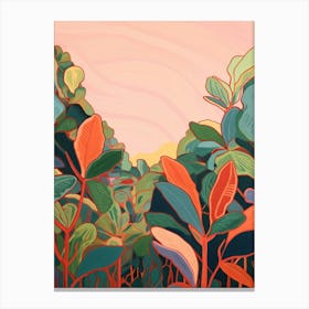 Boho Plant Painting Rubber Tree Ficus 2 Canvas Print