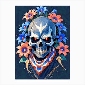 American Flag Floral Face Evil Death Skull (61) Canvas Print