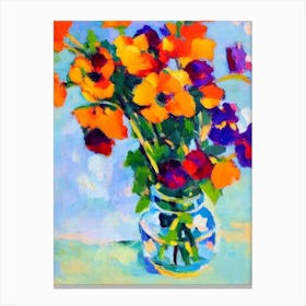 Eustoma Floral Abstract Block Colour 1 Flower Canvas Print