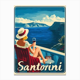 Aihrgdesign A Mid Century Modern Travel Poster For Santorini 1 Canvas Print