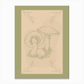 Mushrooms In The Grass Canvas Print