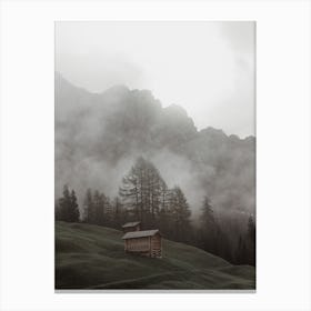 Foggy Hillside Cabins Canvas Print