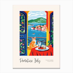 Portofino Cat On A Window 5 Italian Summer Collection Canvas Print