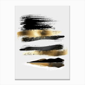 Gold And Black Brush Strokes 45 Canvas Print